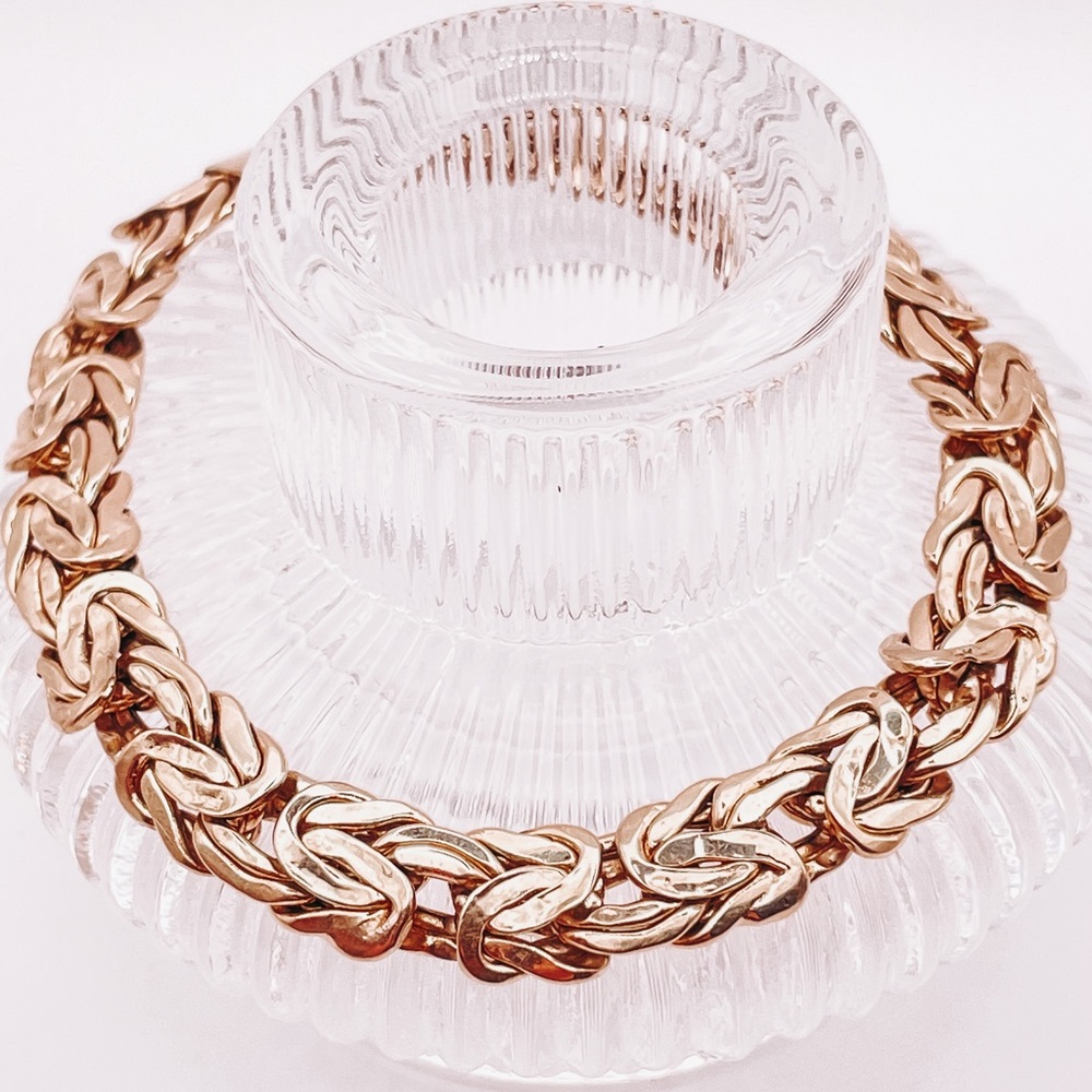 ✨ vintage 14K solid yellow gold solid chunky Byzantine bracelet stylish - Picture 2 of 16